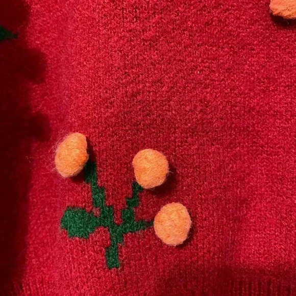 Source Unknown - Novelty Cherry Embroidered Soft Burgundy Red Cropped Sweater - Picture 6 of 8